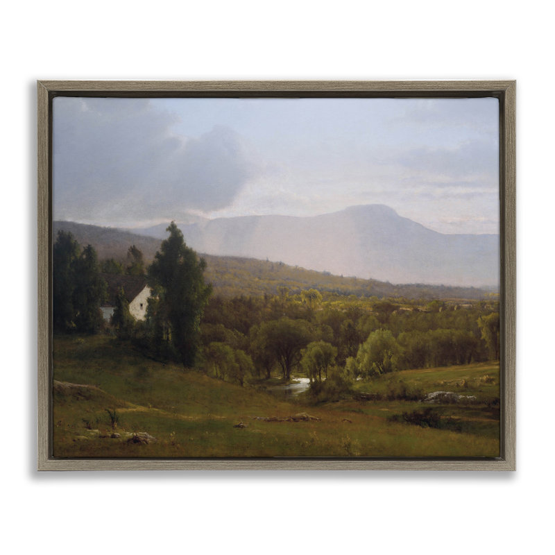 Cabanes dans un cadre flottant Peaceful Vista, design par Lettré et doublé, Cadre flottant orme Montalcino, H 25 po x l 31 po
