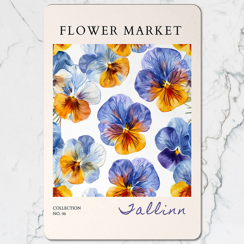 Valerian Flower Market Collection Placemat And Coaster Set No 06 High End Print With Wood Base Artisan