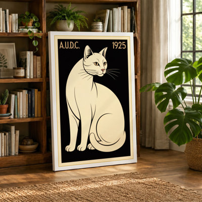 Cat Art Deco 1 Piece Wrapped Canvas Wall Art