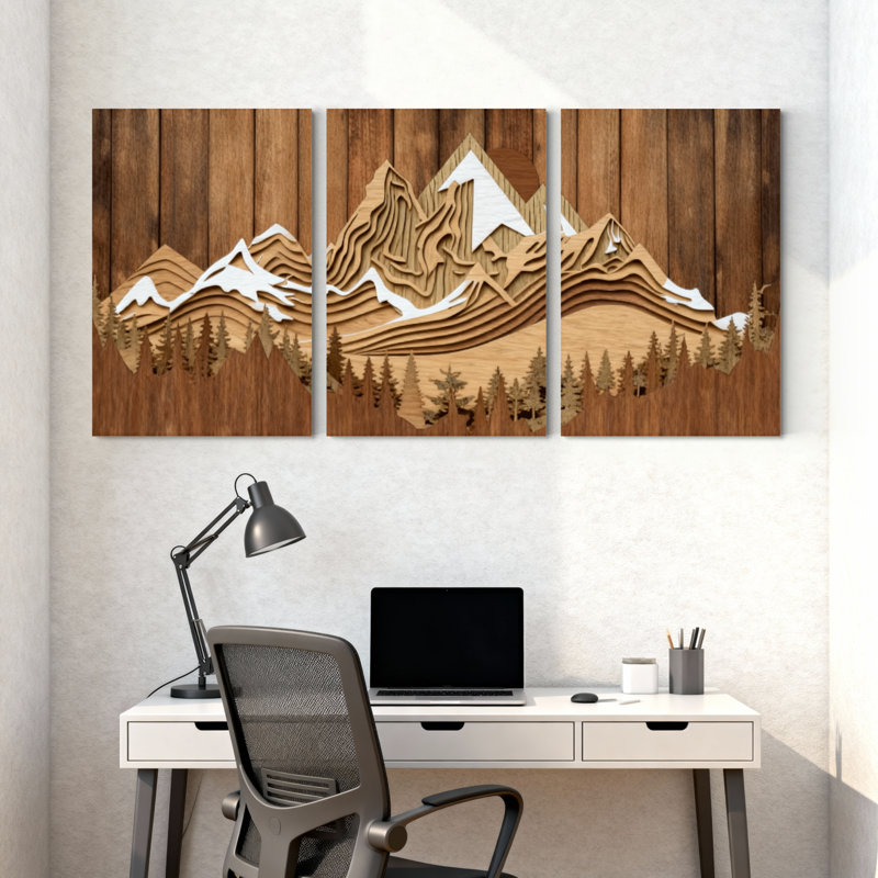 Paysage et nature, chaîne de montagnes, ensemble de 3 impressions sur toile, H 18 po x l 36 po