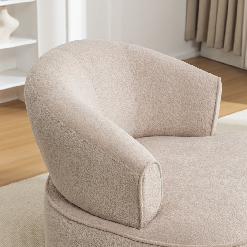 Armenakis 33'' Wide Upholstered Polyester Swivel Chair With Ottoman, Taupe Polyester