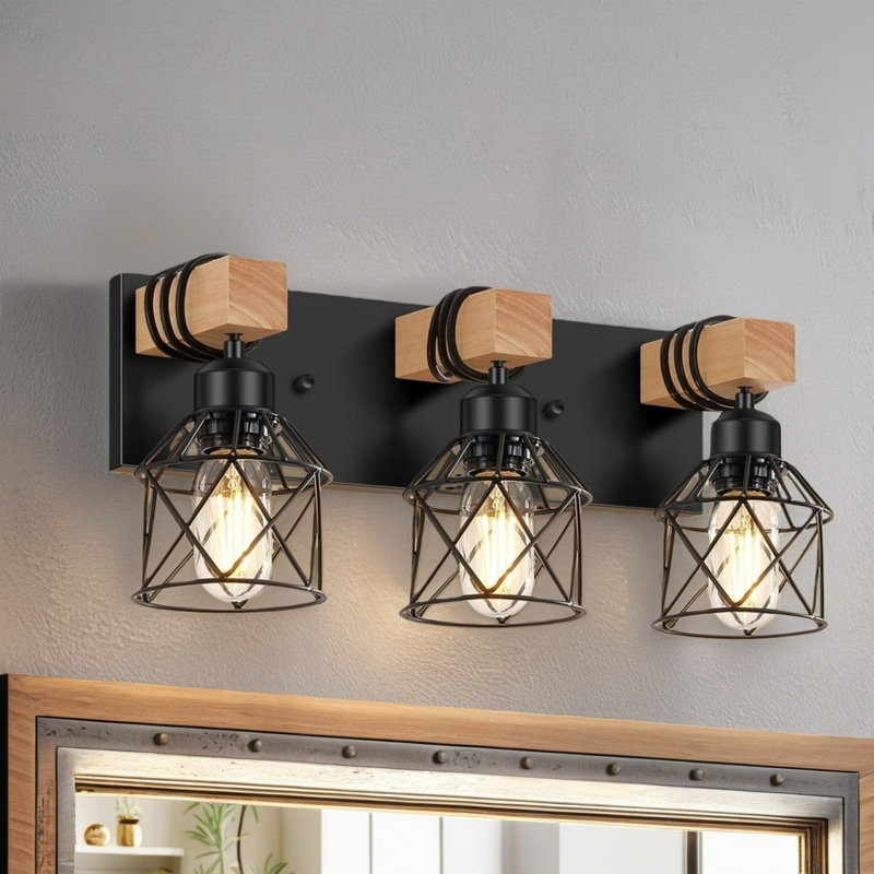 Dimmable Vanity Light, 3 Lights, Black