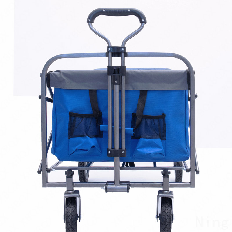 Chariot de camping pliant polyvalent pour l'extérieur, Bleu/gris