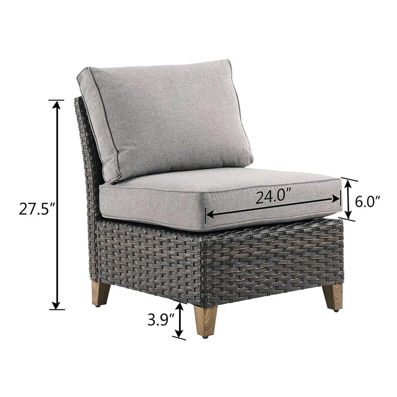 Umeh Wicker Patio Chair with Removable Cushions, Gray
