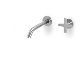 Acquaco Linki Quattro Wall Mount Two-Hole Single Handle Bathroom Lavatory Faucet with 5'' Spout Reach