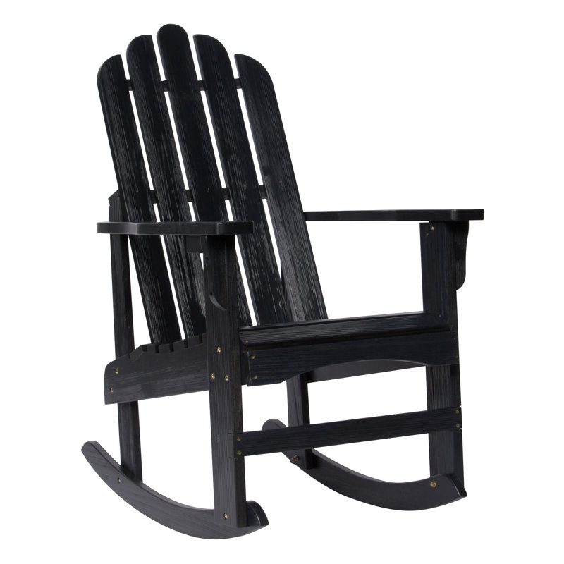 Chaise Adirondack à bascule en bois massif Janes, Noir