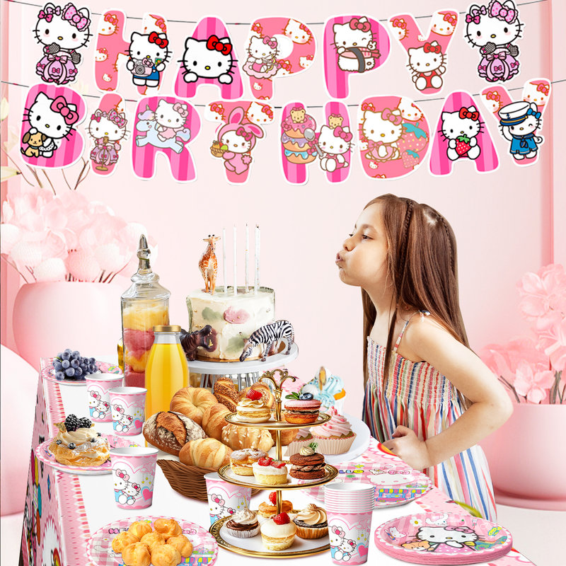 Ensemble de vaisselle Hello Kitty Birthday Party