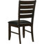 2 chaises d'appoint en cappuccino 2 pièces - siège rembourré noir, style salle à manger rembourré, dossier