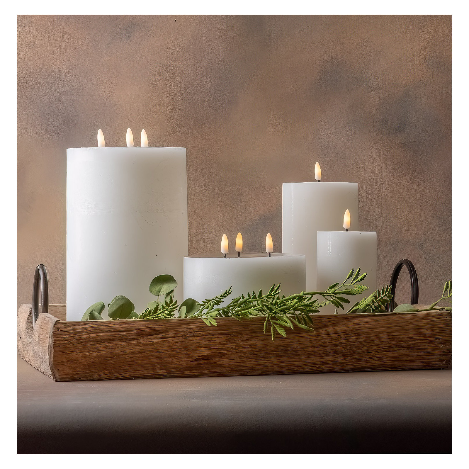 3 Wick Large Flameless Candle, White