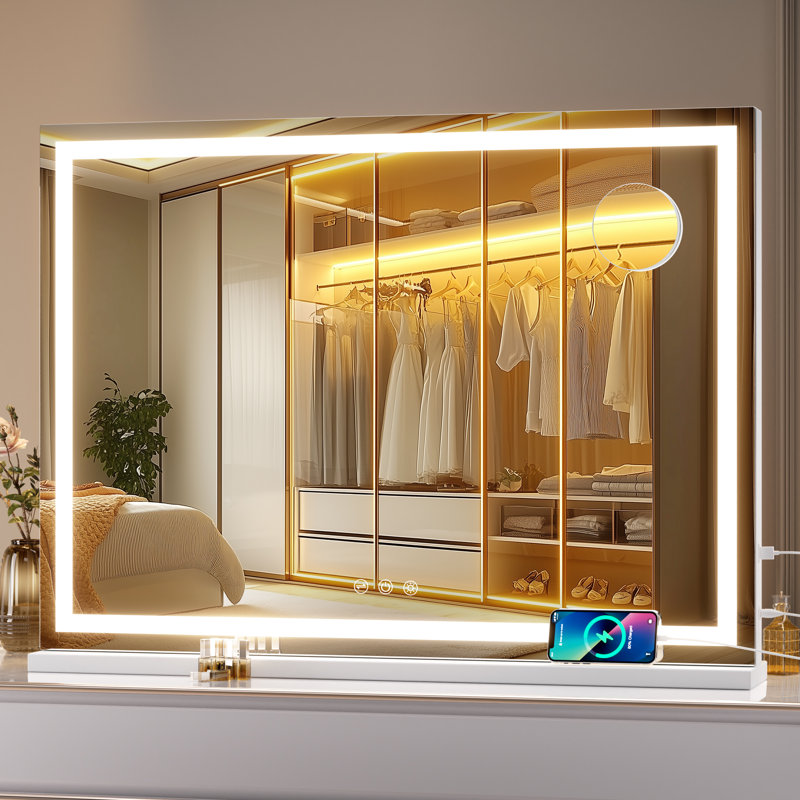 Miroirs de salle de bain et de salle de bain Brodowsky, Argent argent, 40 po x 32 po