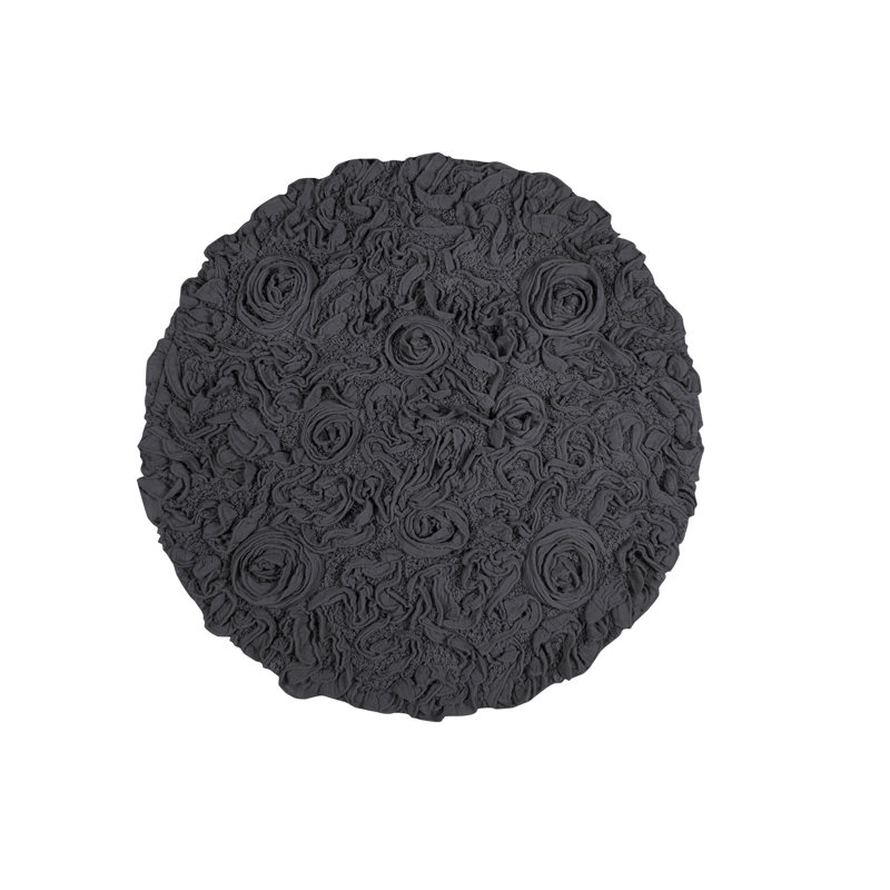 Tapis de bain rond 100% coton Home Weavers Franciska, L 22 po x L 22 po, Gris