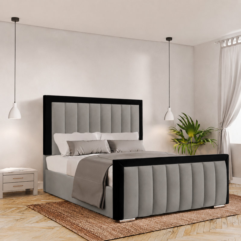 Ballal Upholstered Velvet Bed Frame, Super King (6'), Asphalt
