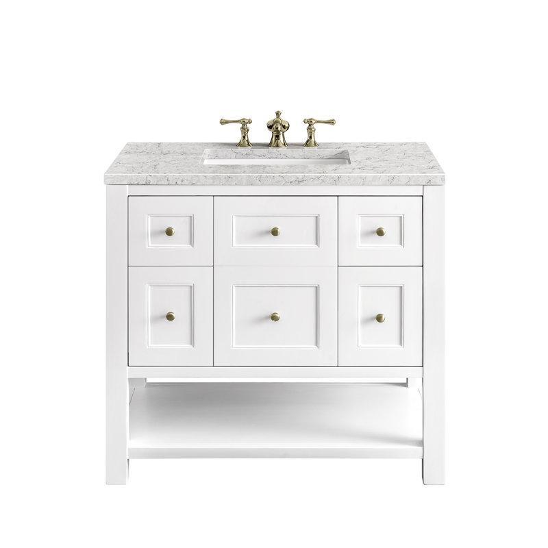 Breckenridge 36'' W Single Vanity, Bright White, Eternal Jasmine Pearl, 8" Widespread