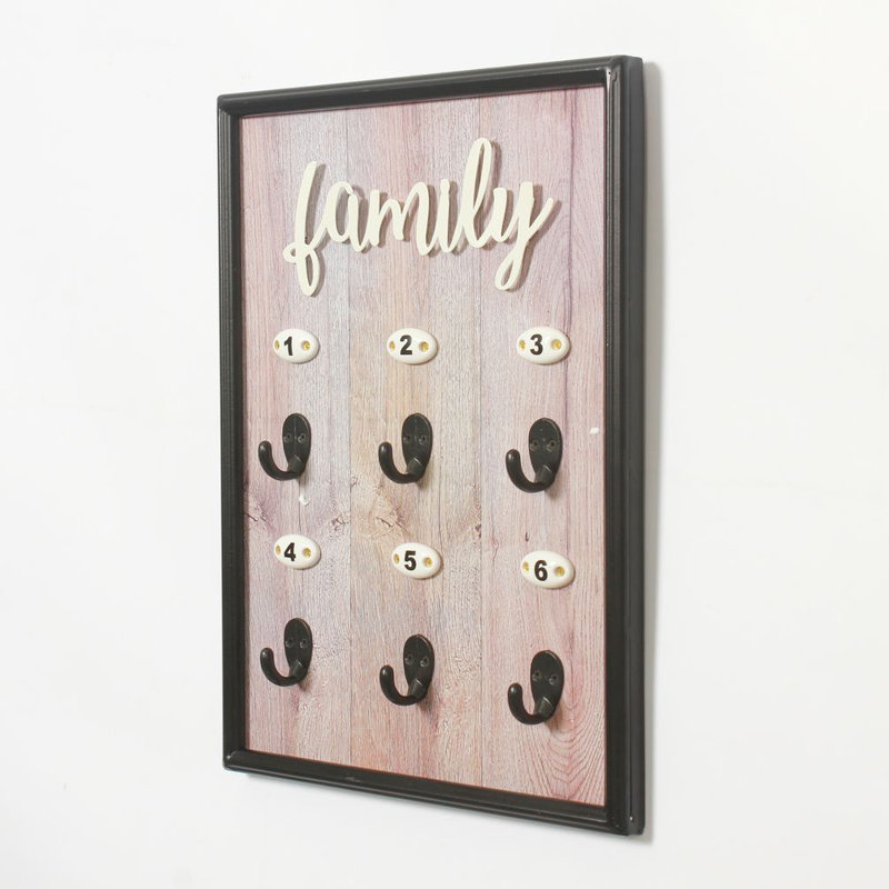 Manufactured Wood Wall Organizer with Key Hooks