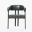 Ensemble de 2 chaises de salle à manger modernes, chaises de style tonneau revêtues de similicuir avec dossier incurvé et accoudoirs intégrés, structure en métal, idéales pour la cuisine, le salon ou un restaurant, couleur verte.-1524809903-1524809902