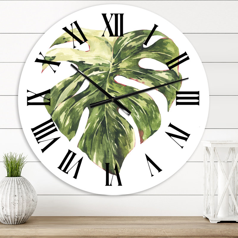 Feuilles vertes tropicales en été III - Horloge murale tropicale, Très petit