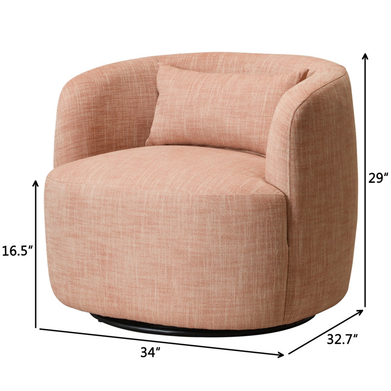 Sydney  Coral 34" Wide Textured Linen Weave Upholstered Swivel Barrel Chair (Set Of 2), Coral