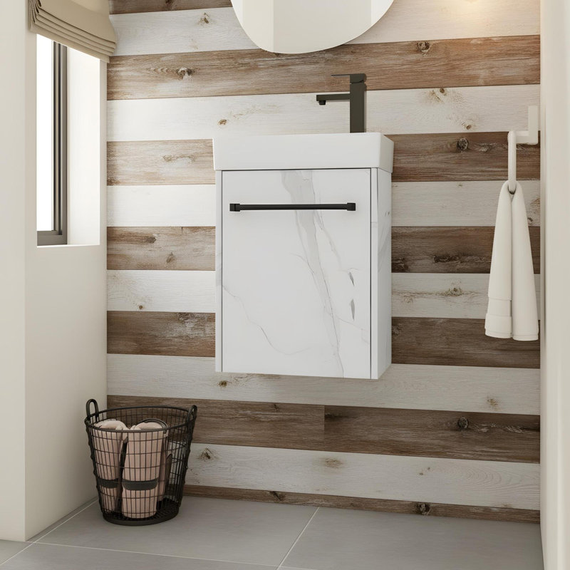 Meuble-lavabo mural 16 po avec lavabo, Blanc
