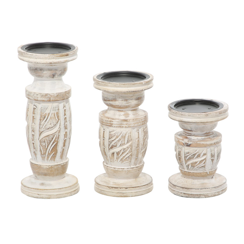 10.15'' H Solid Wood Tabletop Candlestick