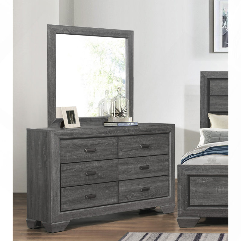 Commode 6 pièces en bois avec finition grise