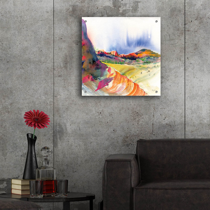 Art mural en verre Winston Porter «Lookout Point» par Kristy, H 24 po x l 24 po x P 0,2 po