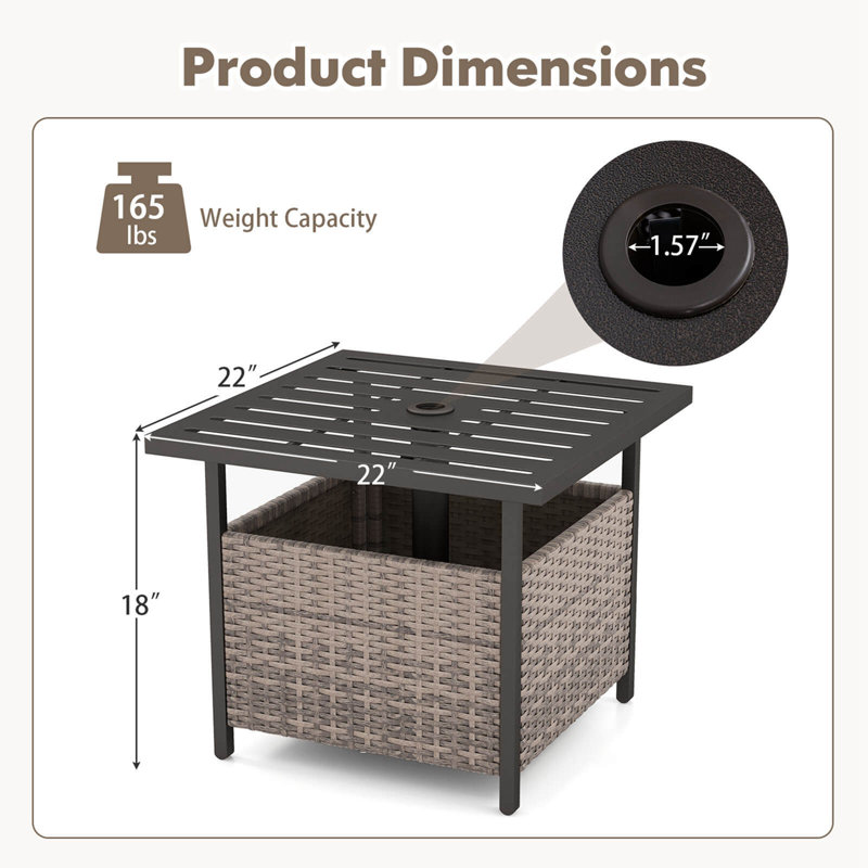 Table d'appoint en osier et rotin , Gris