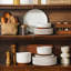 Organic Modern 18-Piece Dinnerware Set For 6, White Glaze With Exposed Khaki Clay Base, Earthy Two-Tone Tableware