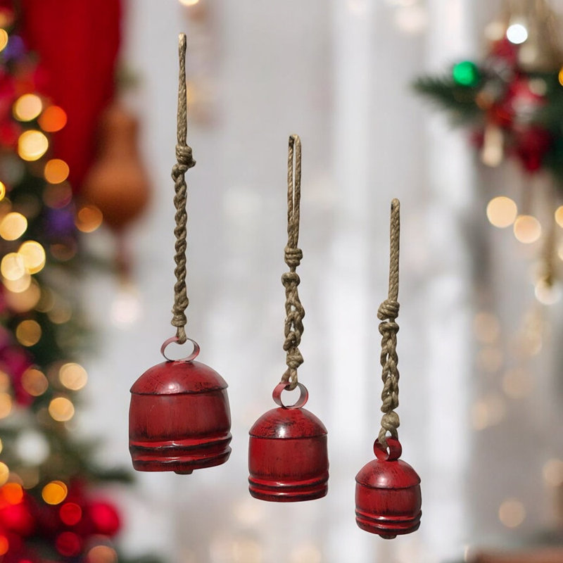 Ensemble de 3 cloches de pompier en rouge