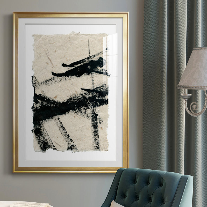 «Lines Crossed II», peinture sur toile encadrée, H 26,5 po x l 36,5 po x P 1,5 po, Or