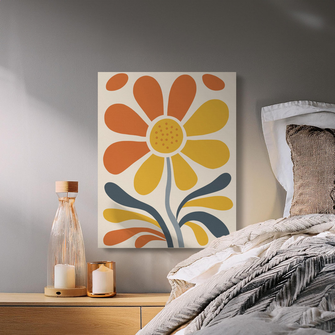 Retro Groovy Abstract Flower Wall Art