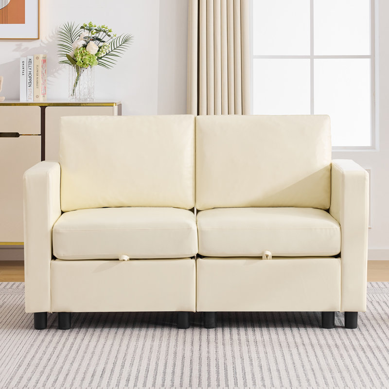 Canapé modulaire en similicuir - fauteuil d'appoint, causeuse et canapé à 3 places, 2 Seat, Beige