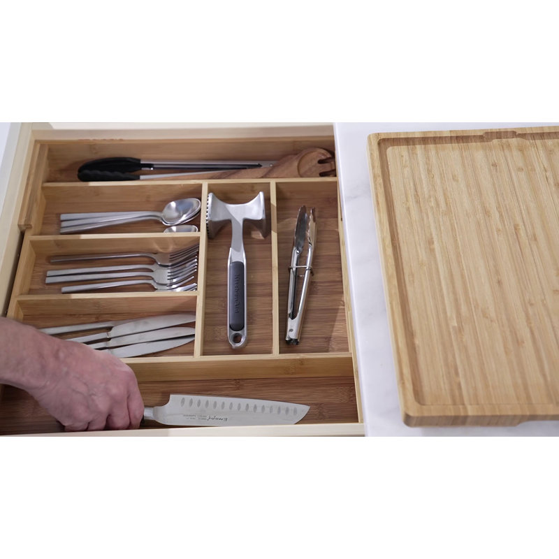 Adjustable Bamboo Expandable Drawer Organizer with Multiple Slots