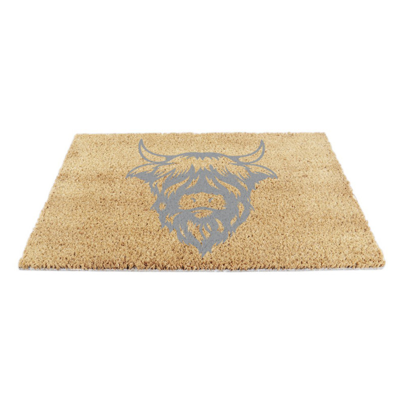 Southport Highland Cow Kitchen Mat, Grey/Yellow