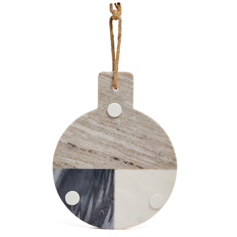 12" Round Gray and White Marble Pastry Board