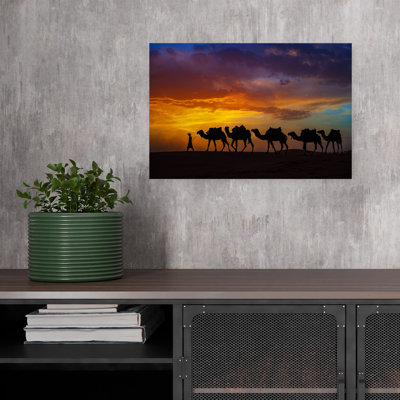 Desert Sunset Caravan Dramatic Abstract Contemporary Landscape Sunset Wall Art