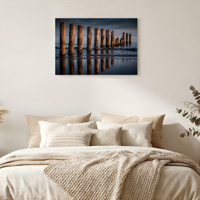 «Gallery Wrap», art mural sur toile pour le salon, la chambre à coucher, le bureau ou le vestibule - décoration murale décorative avec poteaux en bois