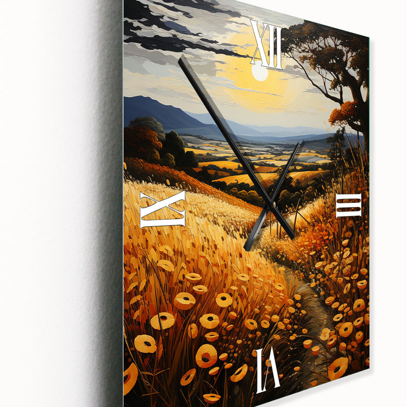 Countryside The Harvest II - Landscape & Nature Modern Wall Clock, 28" H x 12" W x 1" D
