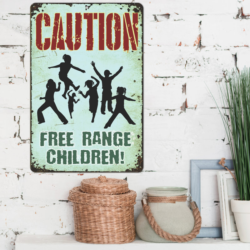 Rustic Novelty Bar Sign, Caution, Free Range Children Sign