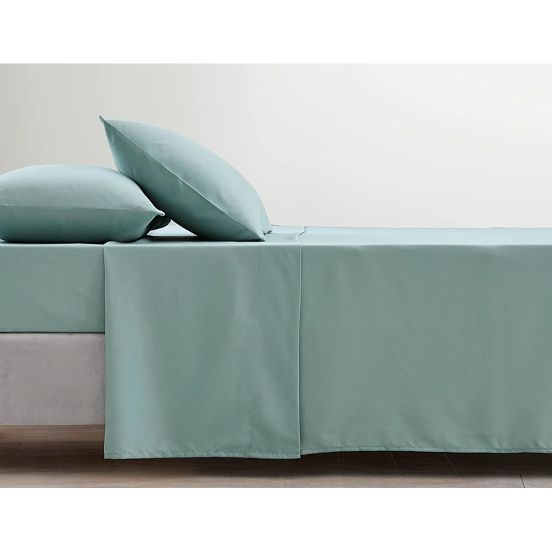 Washed Microfiber Bedding Microfiber Sheet Set, Aqua, King Sheet Set with Fitted Sheet and 2 Pillowcases
