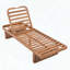 Chaise longue en bois d'acacia et en rotin PE - Dossier inclinable réglable avec coussin blanc