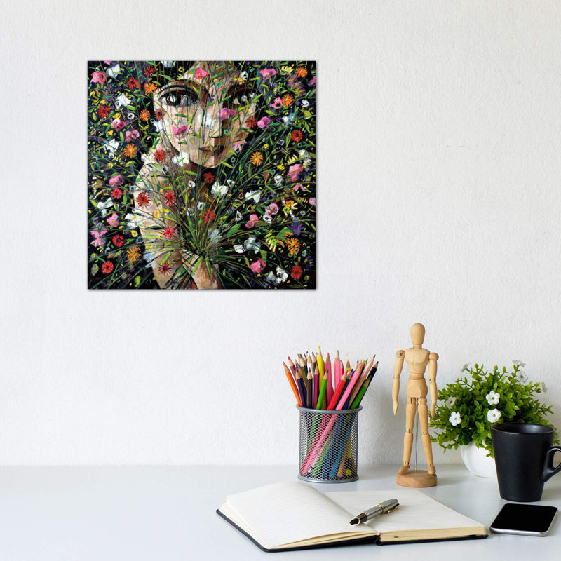 Between The Flowers by Didier Lourenco - Wrapped Canvas Painting, 30.48 cm H x 30.48 cm W