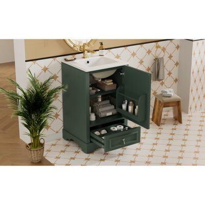 20 - Inch Bathroom Vanity For Small Spaces, Featuring Ceramic Basin, Smart Storage, And Soft Close Hinges 20" Sink, Function