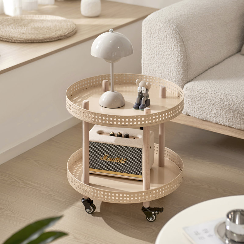 round double-layer metal cart