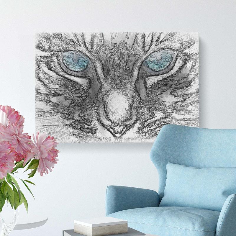 Bright Blue Cat Eyes in Abstract - Wrapped Canvas, 60cm H x 91cm W x 3cm D
