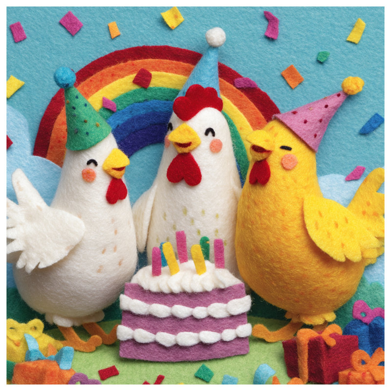 Édredon pour gâteau d'anniversaire Felt Chickens, Très grand lit