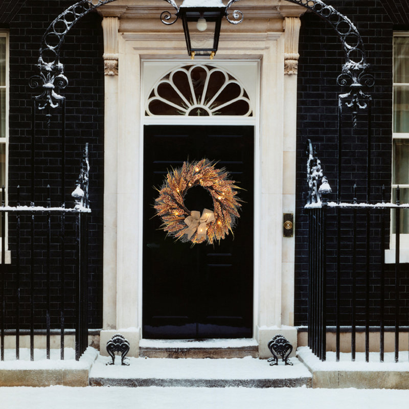 Faux Lighted Wheat Plastic 50cm Wreath