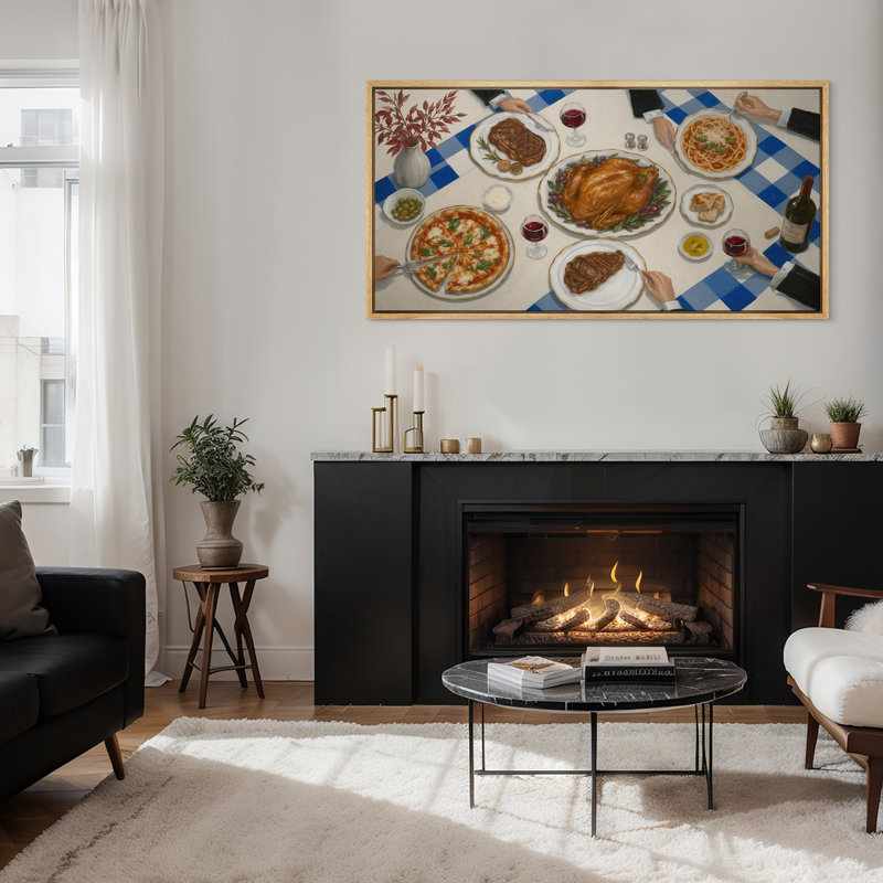 Élégante décoration de table repas repas au-dessus de la célébration gastronomique murale - grande impression sur toile encadrée de la chambre principale