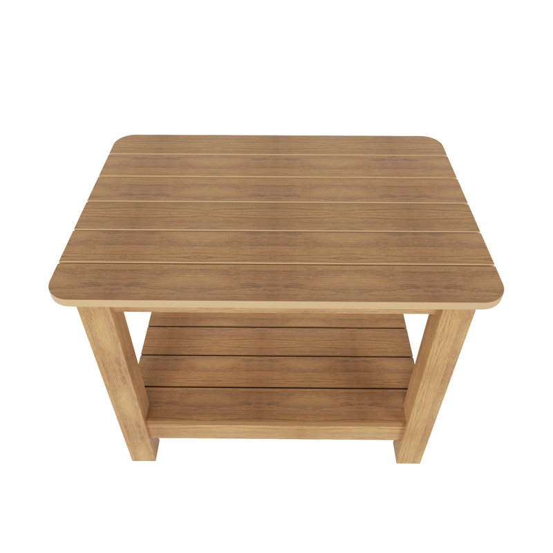 Arrlo Outdoor All-Weather Poly Side Table, Teak