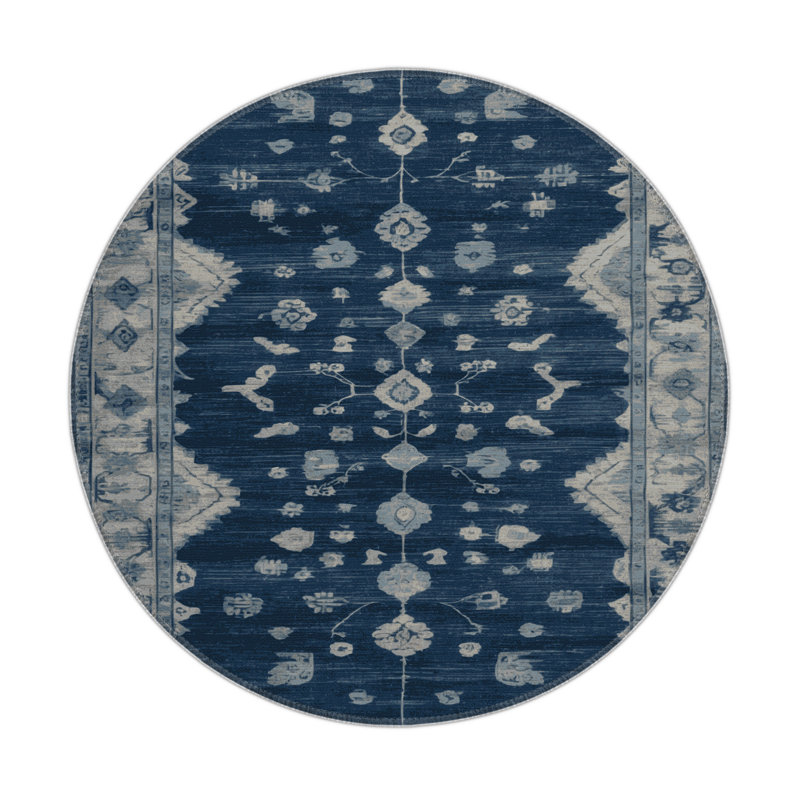 Tapis gris intérieur et extérieur surteint, Rond 5 pi