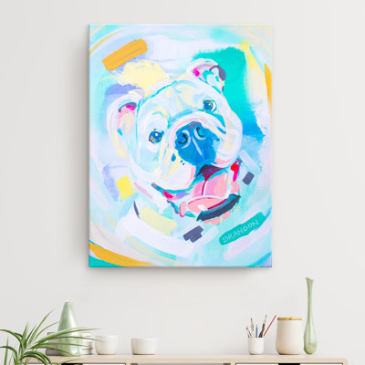 Reproduction d’art sur toile, "Colorburst Bulldog" par Brandon Thomas